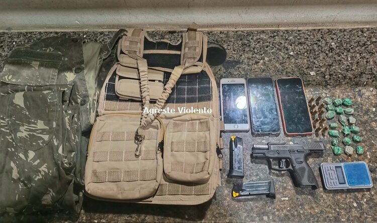 HOMEM É PRESO E ADOLESCENTE APREENDIDO COM PISTOLA E DROGAS DURANTE OPERAÇÃO DO BEPI EM GOIANA
