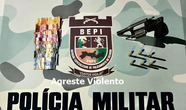 BEPI PRENDE JOVEM COM REVÓLVER CALIBRE 38 DURANTE OPERAÇÃO EM GARANHUNS